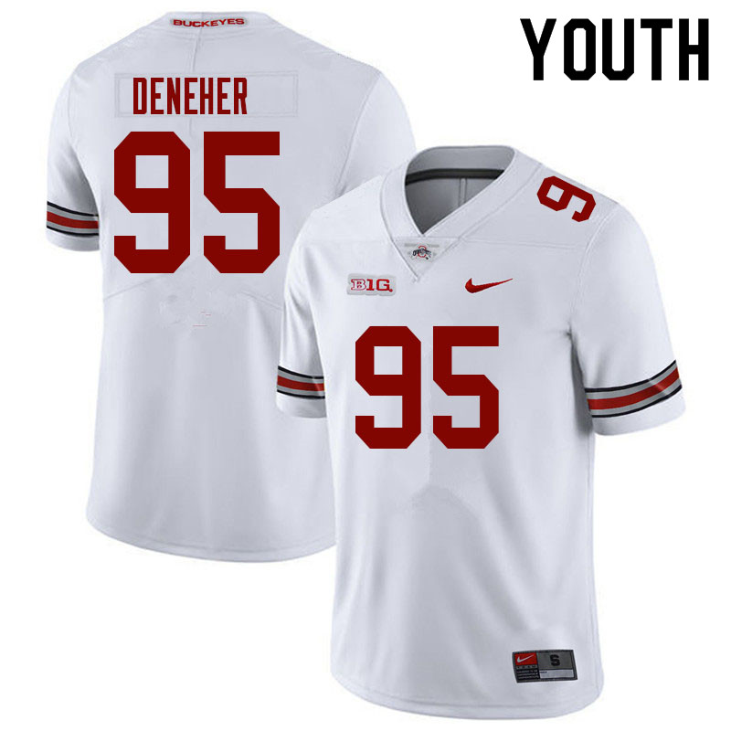 Ohio State Buckeyes Jack Deneher Youth #95 White Authentic Stitched College Football Jersey